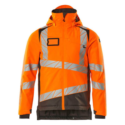 Mascot Hi-Vis Waterproof Winter Jacket 19335-231 Front #colour_hi-vis-orange-dark-anthracite-grey