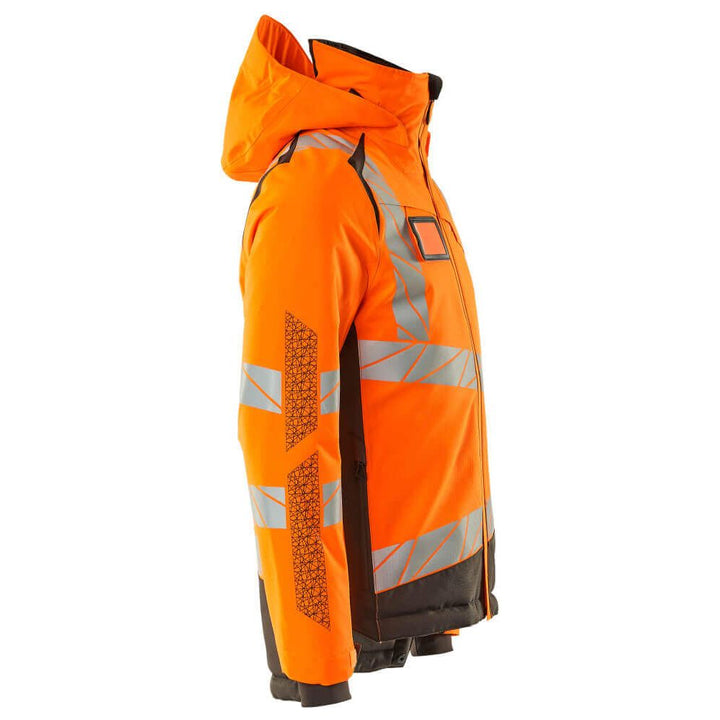 Mascot Hi-Vis Waterproof Winter Jacket 19335-231 Left #colour_hi-vis-orange-dark-anthracite-grey