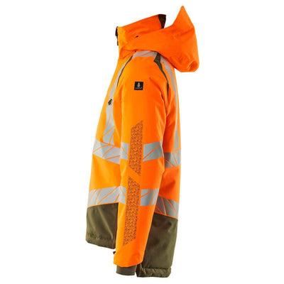 Mascot Hi-Vis Waterproof Winter Jacket 19335-231 Right #colour_hi-vis-orange-moss-green