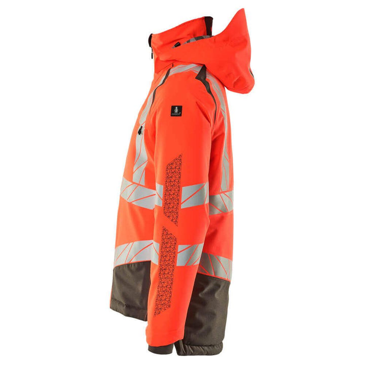 Mascot Hi-Vis Waterproof Winter Jacket 19335-231 Right #colour_hi-vis-red-dark-anthracite-grey