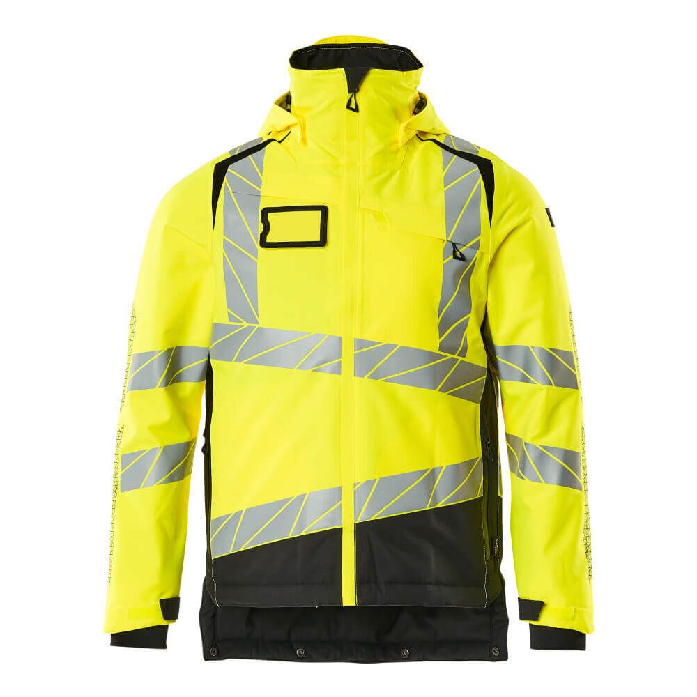 Mascot Hi-Vis Waterproof Winter Jacket 19335-231 Front #colour_hi-vis-yellow-black