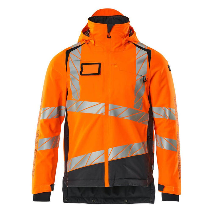 Mascot Hi-Vis Waterproof Winter Jacket 19335-231 Front #colour_hi-vis-orange-dark-navy-blue