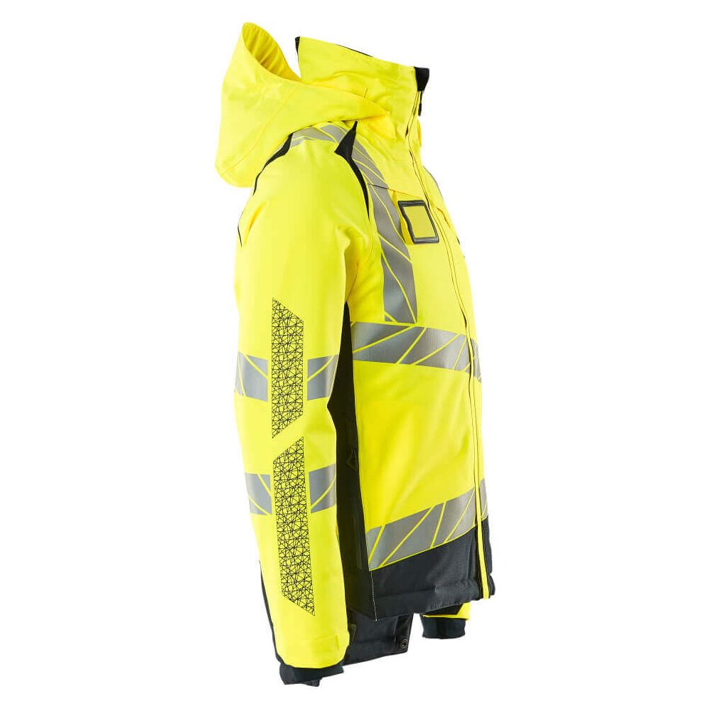 Mascot Hi-Vis Waterproof Winter Jacket 19335-231 Left #colour_hi-vis-yellow-dark-navy-blue