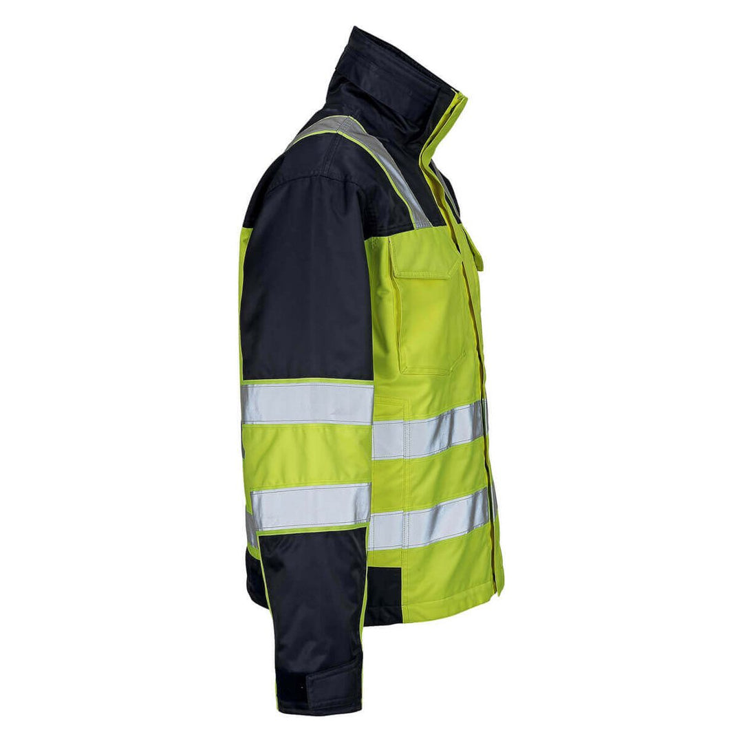 Mascot Hi-Vis Winter Jacket 05023-880 Left #colour_hi-vis-yellow-navy-blue