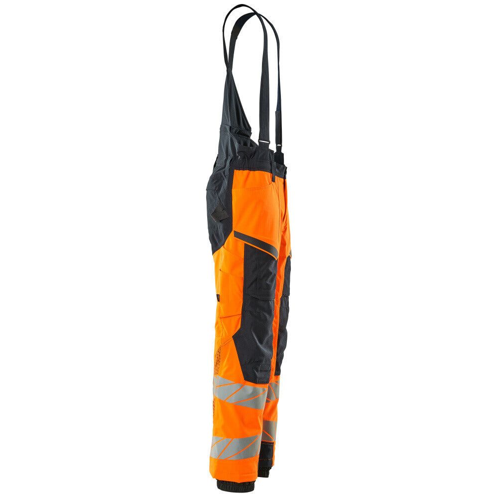 Mascot Hi-Vis Winter Trousers Waterproof 19090-449 Left #colour_hi-vis-orange-dark-navy-blue