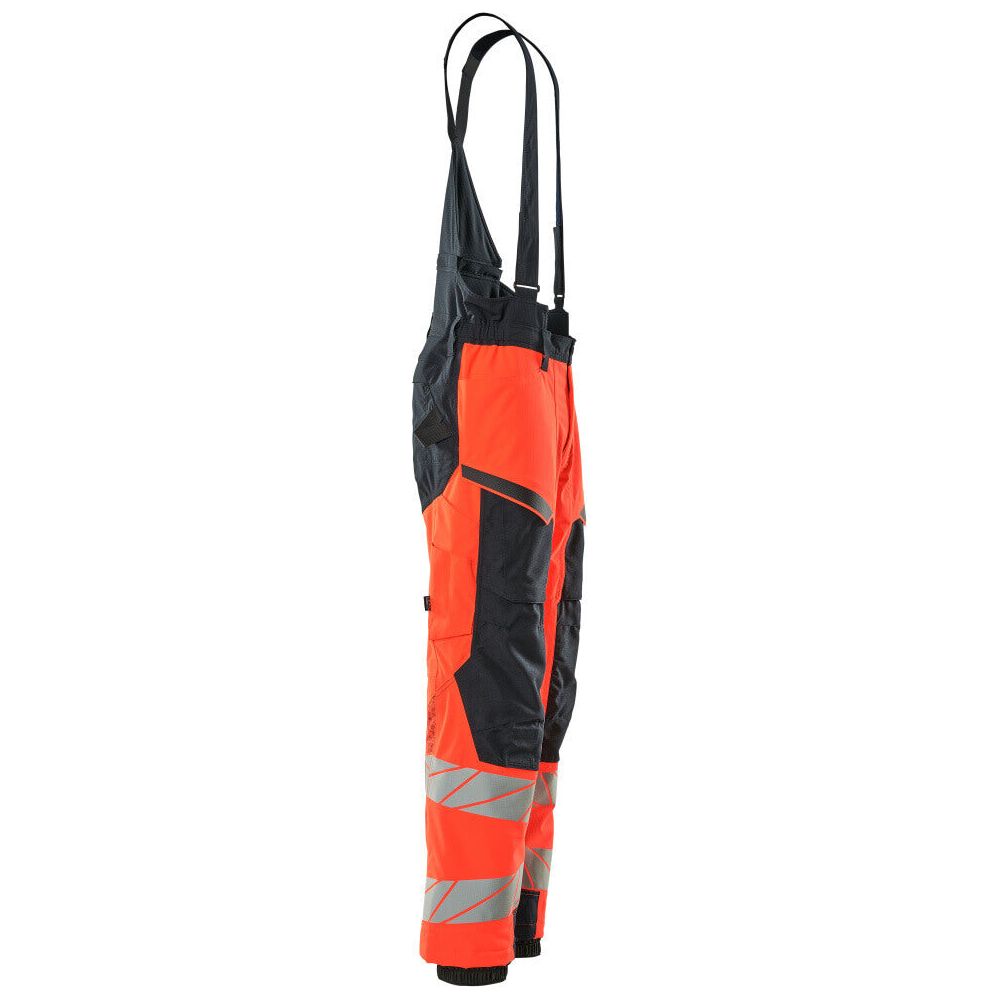 Mascot Hi-Vis Winter Trousers Waterproof 19090-449 Left #colour_hi-vis-red-dark-navy-blue