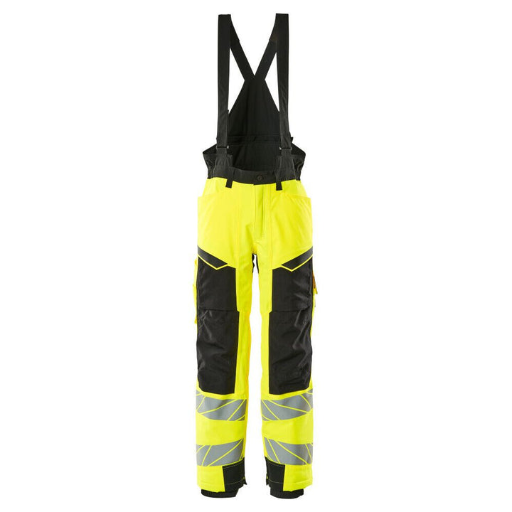 Mascot Hi-Vis Winter Trousers Waterproof 19090-449 Front #colour_hi-vis-yellow-black