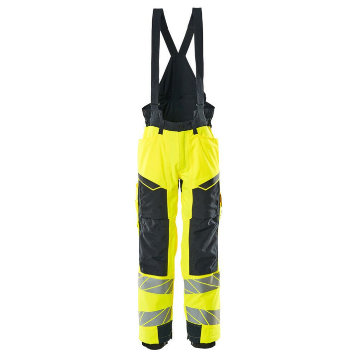 Mascot Hi-Vis Winter Trousers Waterproof 19090-449 Front #colour_hi-vis-yellow-dark-navy-blue