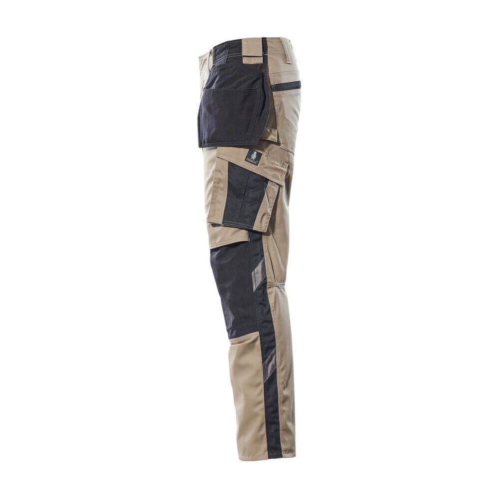 Mascot Kassel Trousers Kneepad-Holster-Pockets Two-Tone 17631-442 Right #colour_light-khaki-black