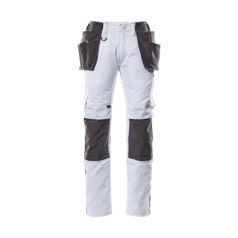 Mascot Kassel Trousers Kneepad-Holster-Pockets Two-Tone 17631-442 Front #colour_white-dark-anthracite-grey