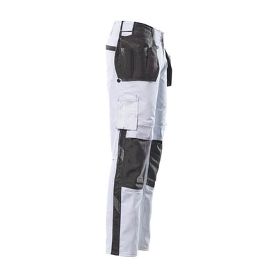 Mascot Kassel Trousers Kneepad-Holster-Pockets Two-Tone 17631-442 Left #colour_white-dark-anthracite-grey