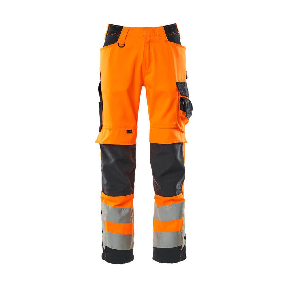 Mascot Kendal Hi-Vis Trousers 15579-860 Front #colour_hi-vis-orange-dark-navy-blue