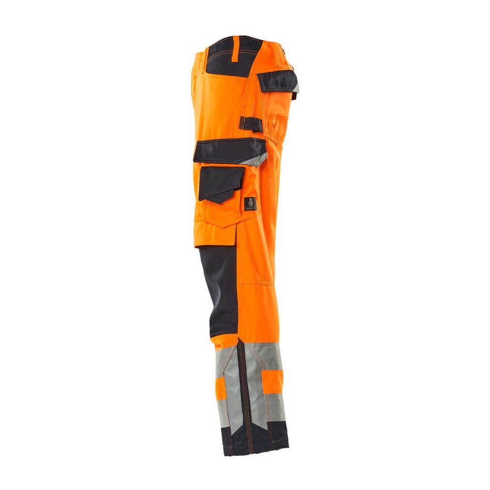 Mascot Kendal Hi-Vis Trousers 15579-860 Right #colour_hi-vis-orange-dark-navy-blue