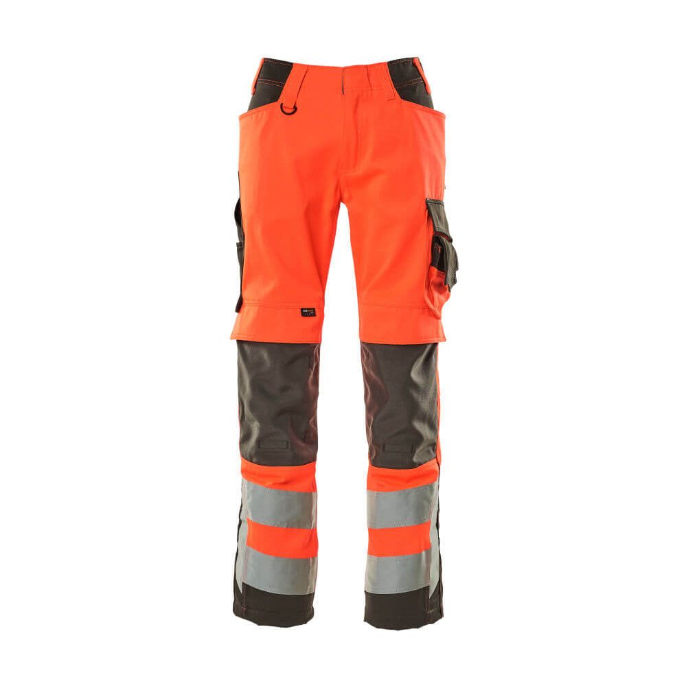 Mascot Kendal Hi-Vis Trousers 15579-860 Front #colour_hi-vis-red-dark-anthracite-grey