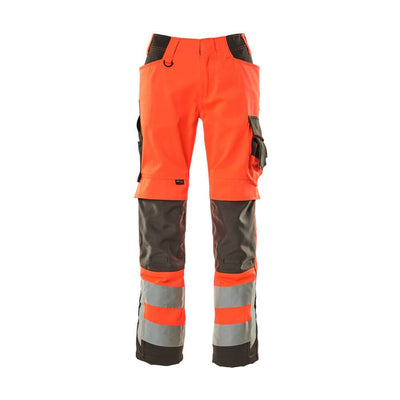 Mascot Kendal Hi-Vis Trousers 15579-860 Front #colour_hi-vis-red-dark-anthracite-grey