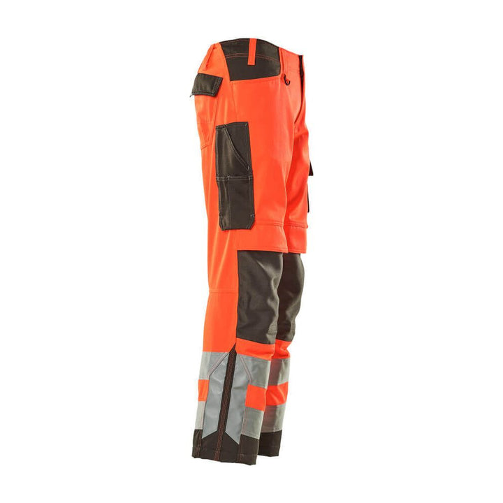 Mascot Kendal Hi-Vis Trousers 15579-860 Left #colour_hi-vis-red-dark-anthracite-grey