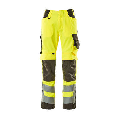 Mascot Kendal Hi-Vis Trousers 15579-860 Front #colour_hi-vis-yellow-dark-anthracite-grey