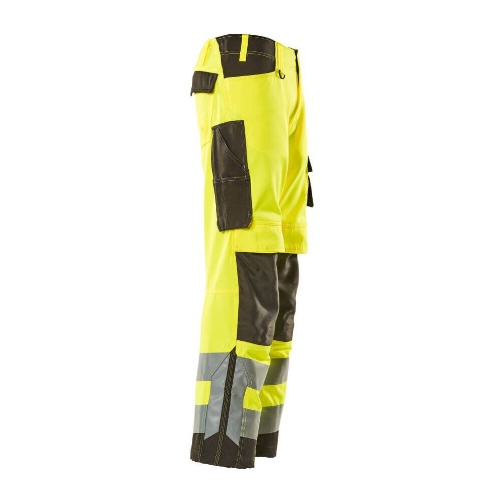 Mascot Kendal Hi-Vis Trousers 15579-860 Left #colour_hi-vis-yellow-dark-anthracite-grey