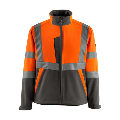 Mascot Kiama Hi-Vis Softshell Jacket 15902-253 Front #colour_hi-vis-orange-dark-anthracite-grey