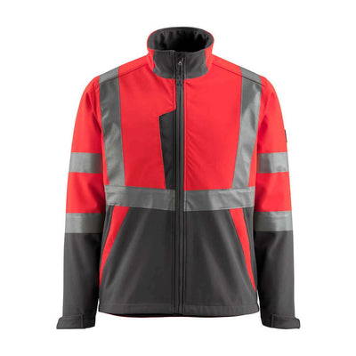 Mascot Kiama Hi-Vis Softshell Jacket 15902-253 Front #colour_hi-vis-red-dark-anthracite-grey