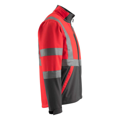 Mascot Kiama Hi-Vis Softshell Jacket 15902-253 Left #colour_hi-vis-red-dark-anthracite-grey