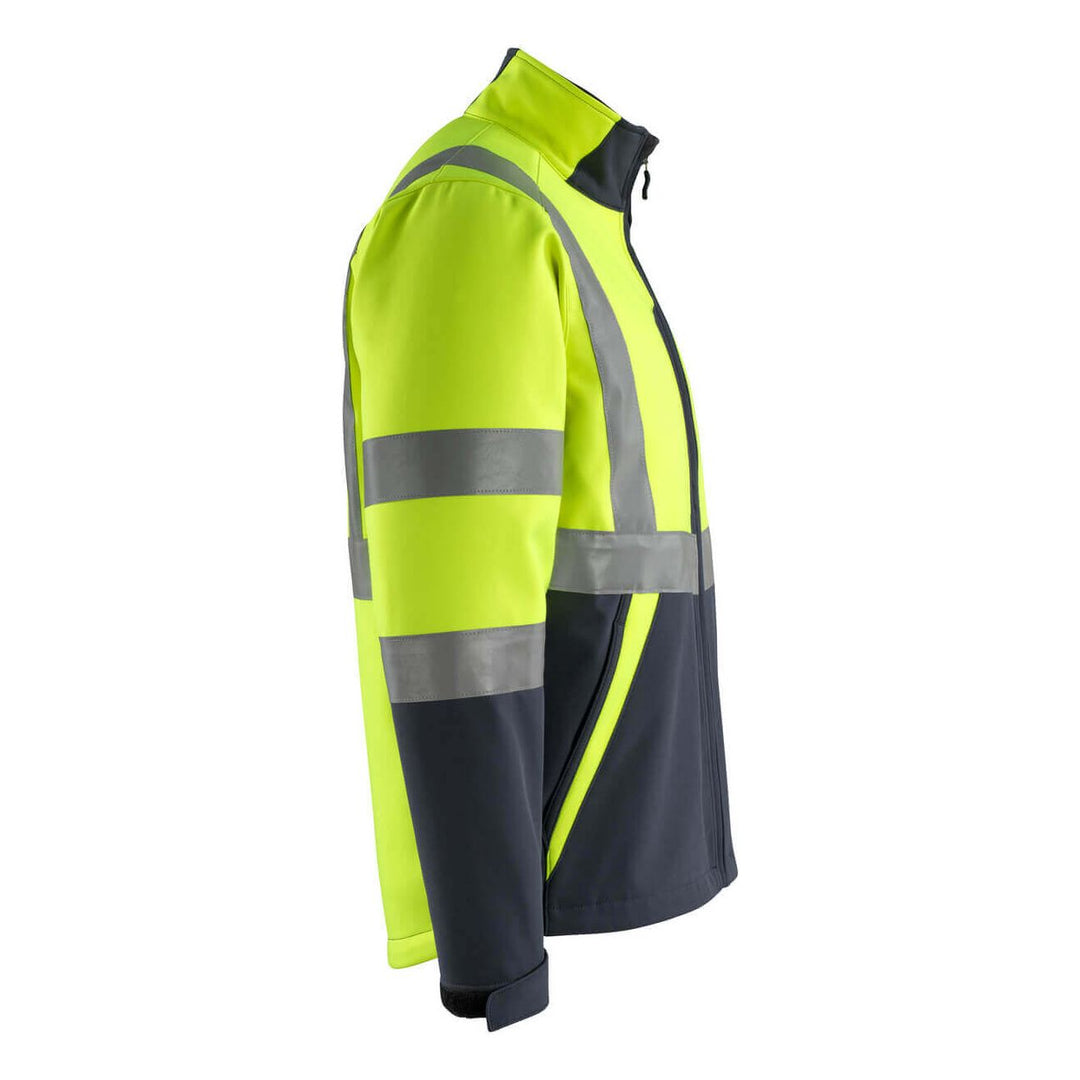 Mascot Kiama Hi-Vis Softshell Jacket 15902-253 Left #colour_hi-vis-yellow-dark-navy-blue