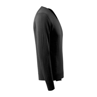 Mascot Knitted V-Neck Sweatshirt Jumper 50635-989 Left #colour_black