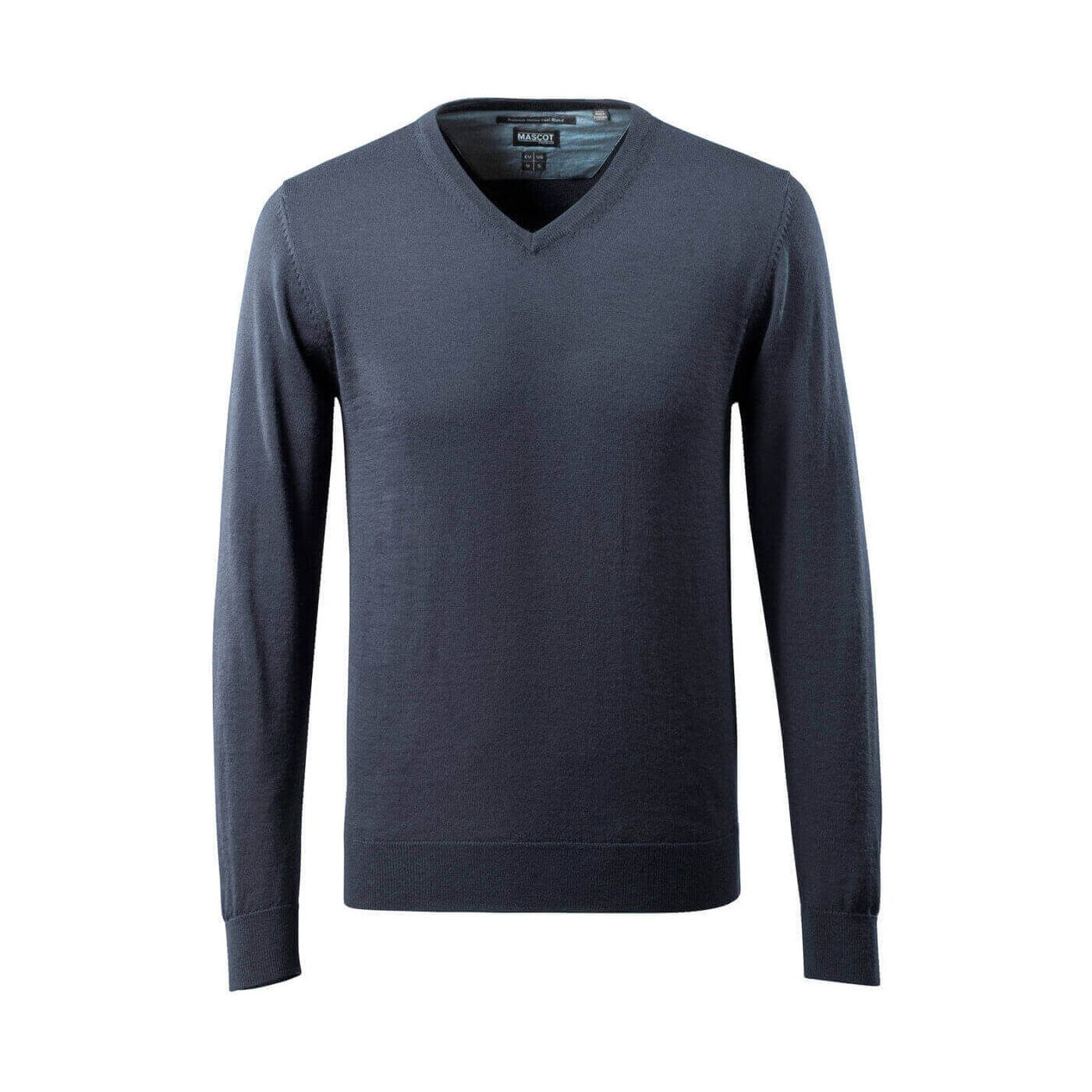 Mascot Knitted V-Neck Sweatshirt Jumper 50635-989 Front #colour_dark-navy-blue