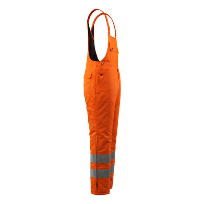 Mascot Lech Hi-Vis Winter Bib Brace Overall 00592-880 Left #colour_hi-vis-orange