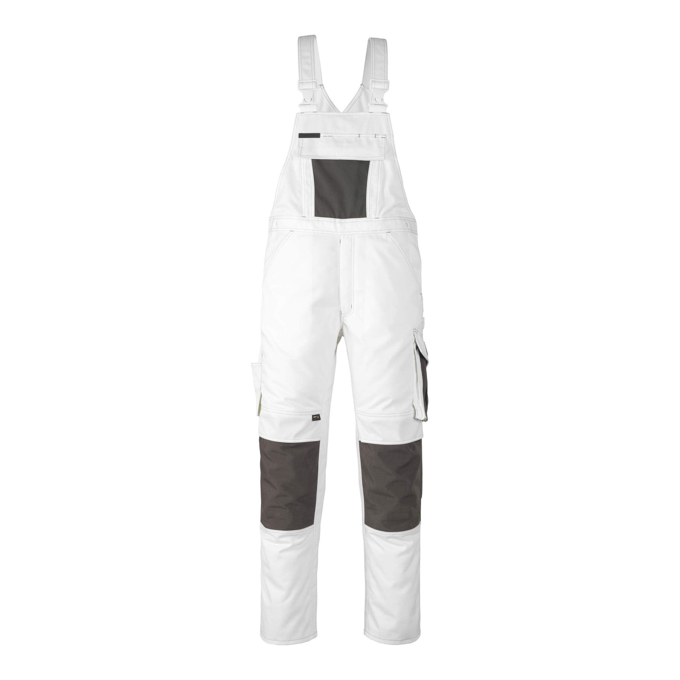 Mascot Leipzig Bib Overall Kneepad-Pockets 12069-203 Front #colour_white-dark-anthracite-grey