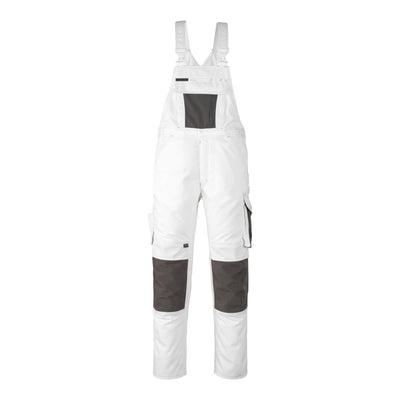 Mascot Leipzig Bib Overall Kneepad-Pockets 12069-203 Front #colour_white-dark-anthracite-grey