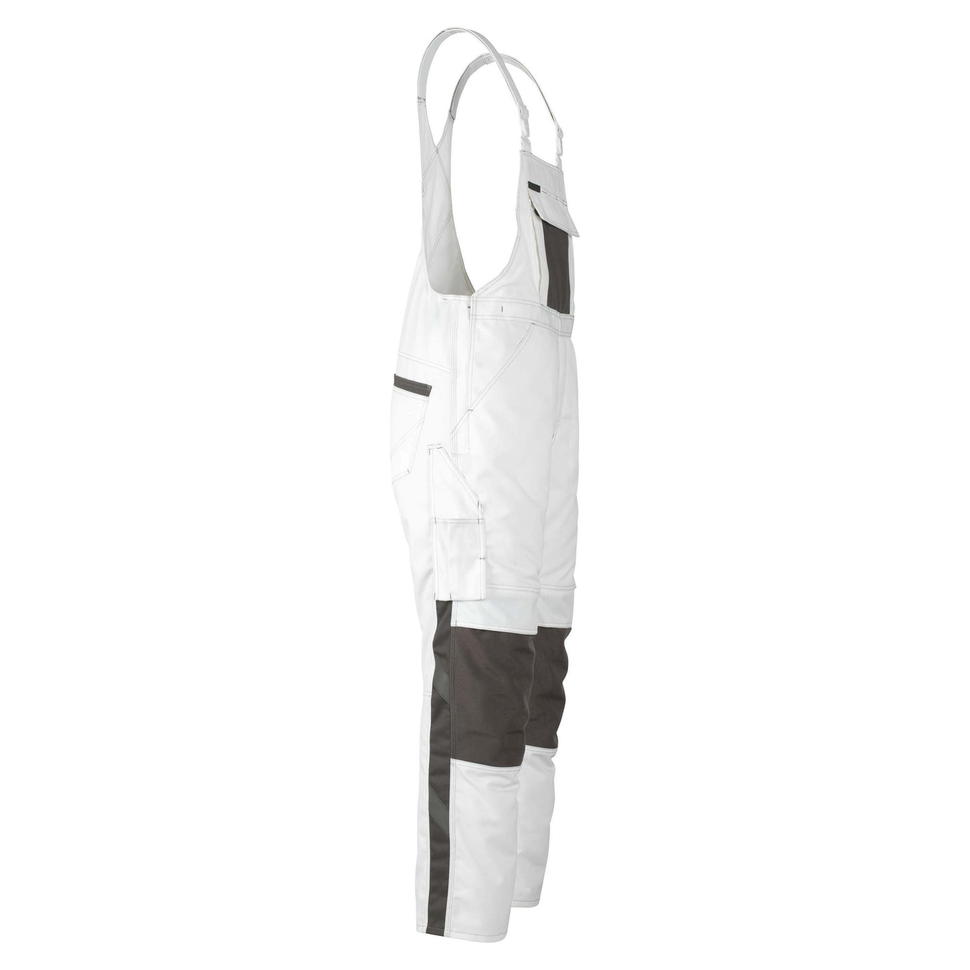 Mascot Leipzig Bib Overall Kneepad-Pockets 12069-203 Left #colour_white-dark-anthracite-grey