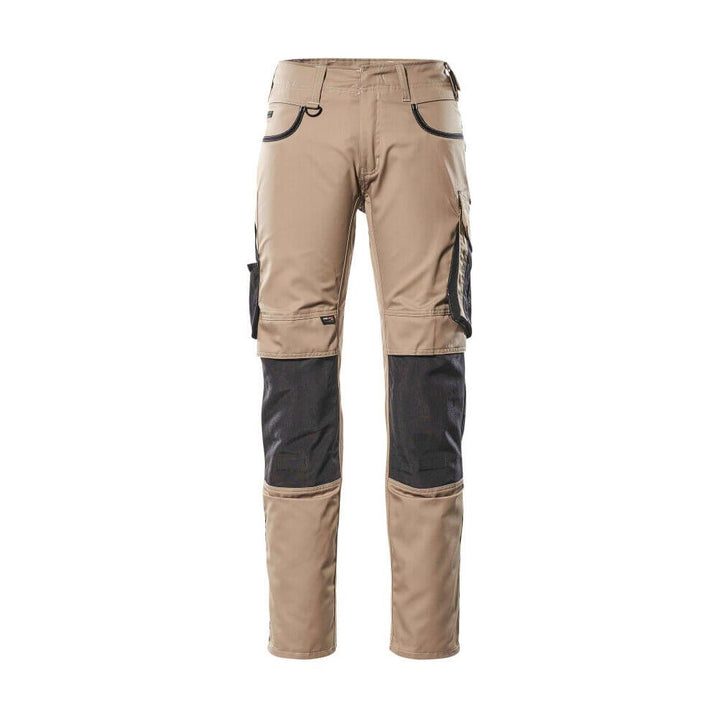 Mascot Lemberg Work Trousers Kneepad-Pockets 13079-230 Front #colour_light-khaki-black