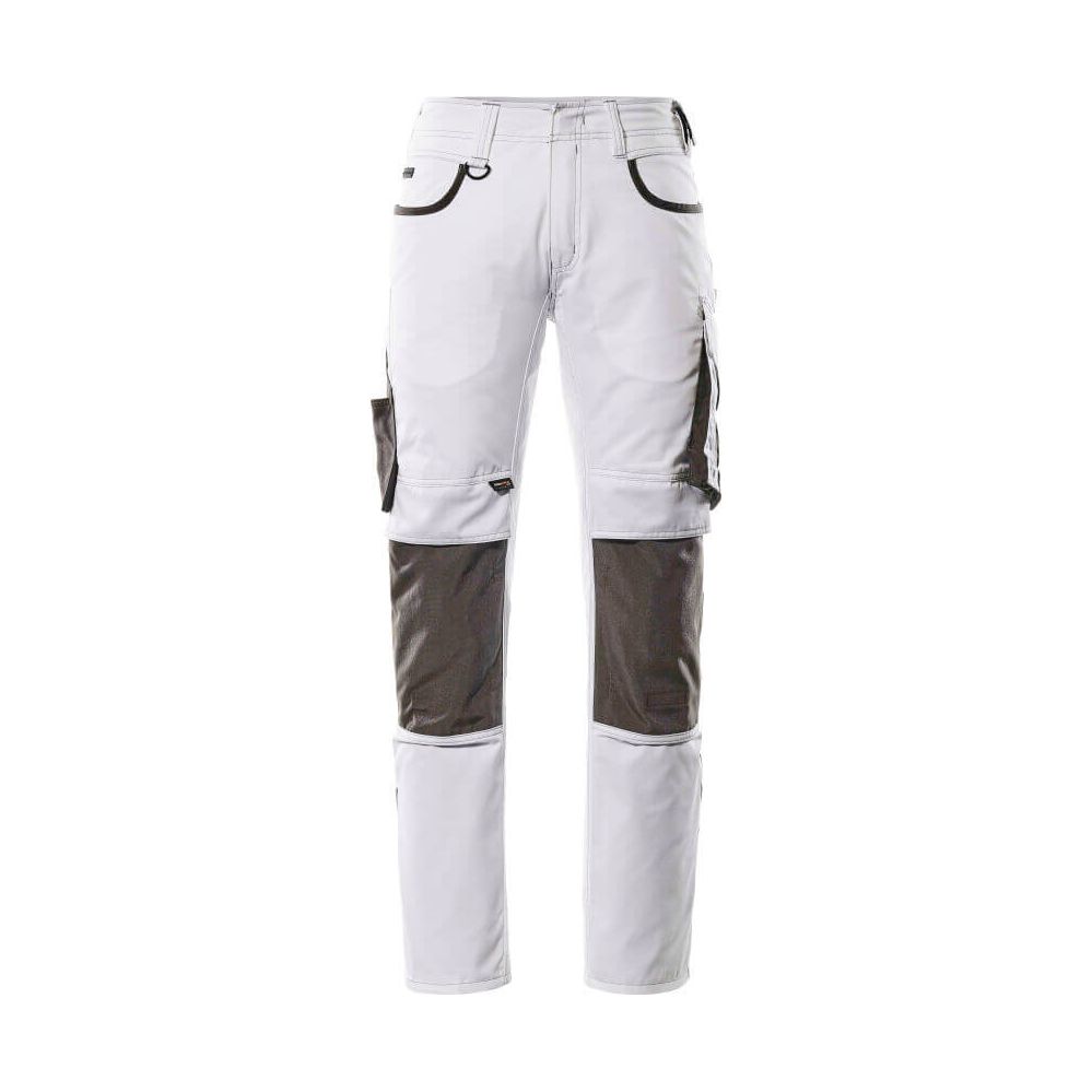 Mascot Lemberg Work Trousers Kneepad-Pockets 13079-230 Front #colour_white-dark-anthracite-grey