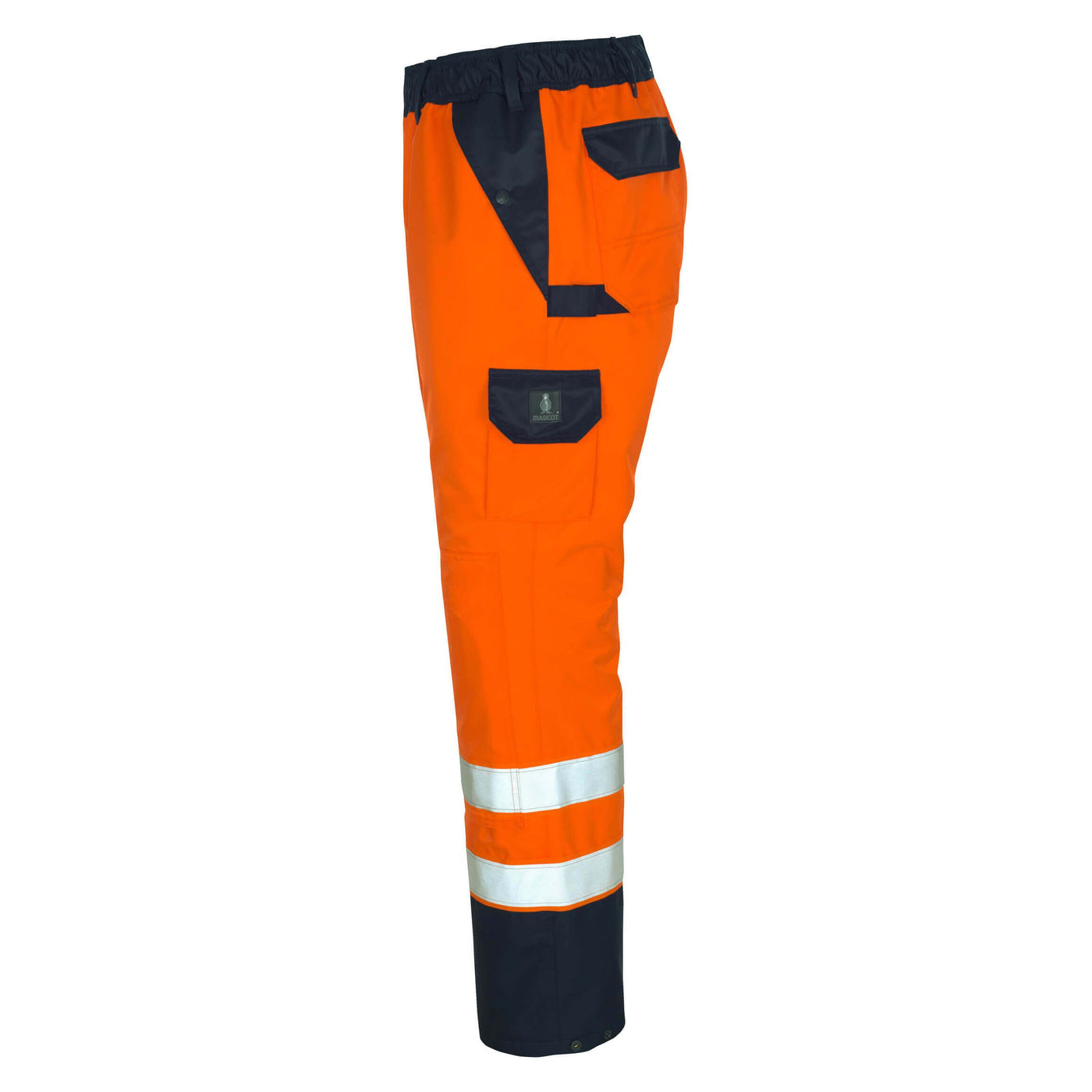 Mascot Linz Hi-Vis Over-Trousers 07090-880 Right #colour_hi-vis-orange-navy-blue