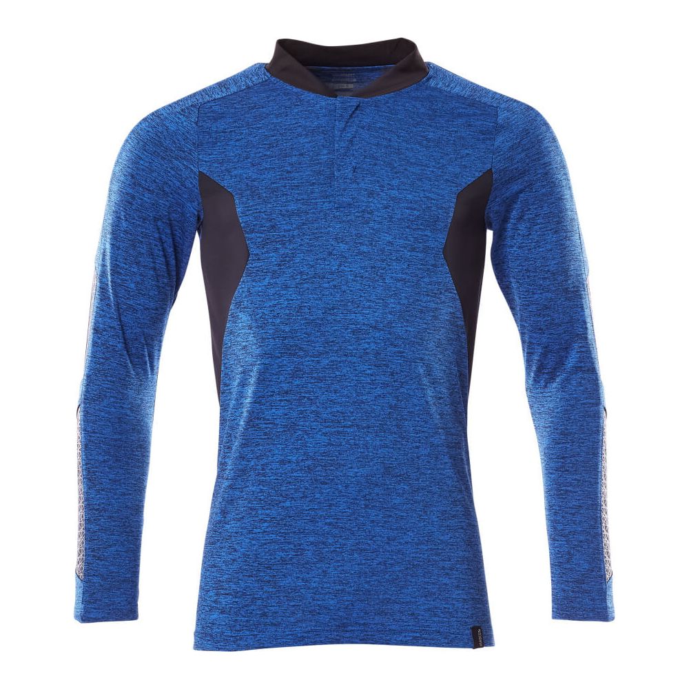 Mascot Long-Sleeve Polo Shirt 18081-810 Front #colour_azure-blue-dark-navy-blue