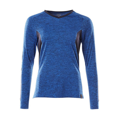 Mascot Long-Sleeved V-neck T-shirt 18091-810 Front #colour_azure-blue-dark-navy-blue