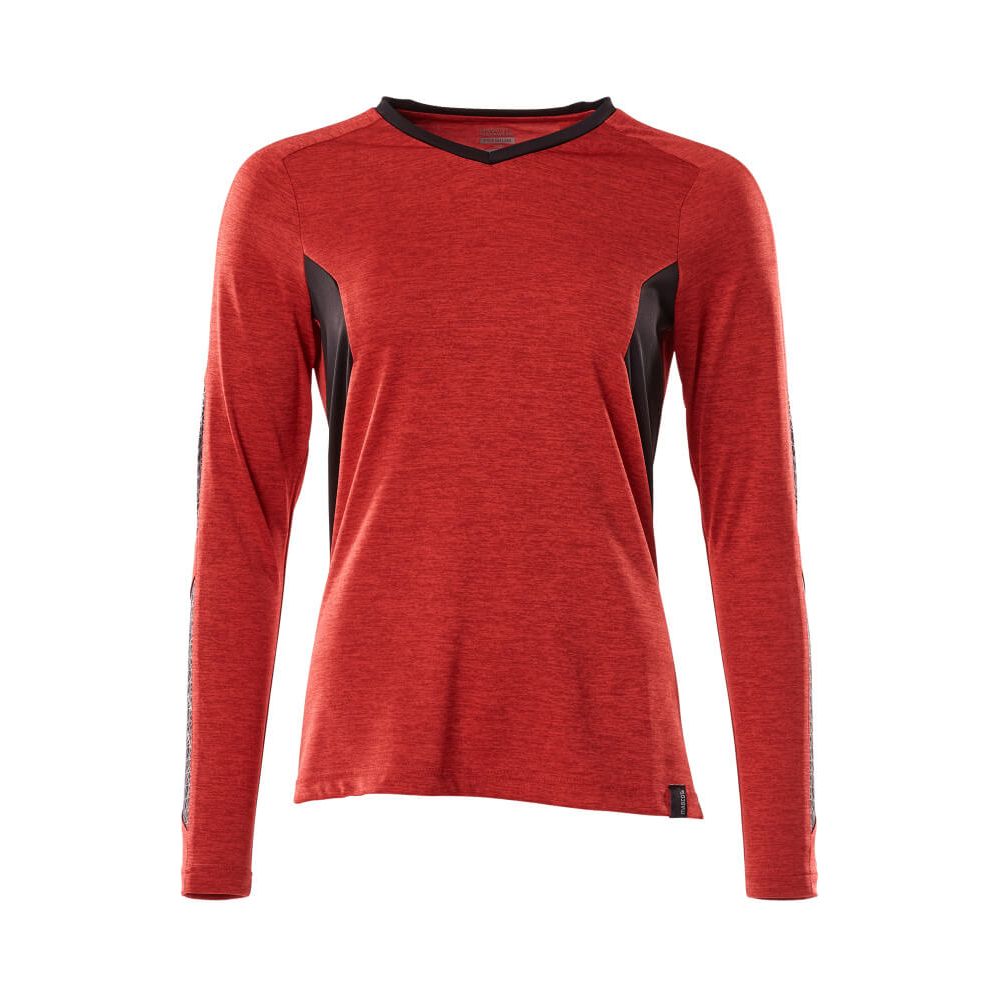 Mascot Long-Sleeved V-neck T-shirt 18091-810 Front #colour_traffic-red-black