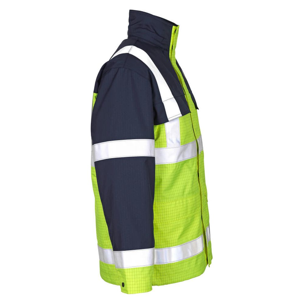Mascot Lungern Work Parka Jacket 06831-064 Left #colour_hi-vis-yellow-navy-blue