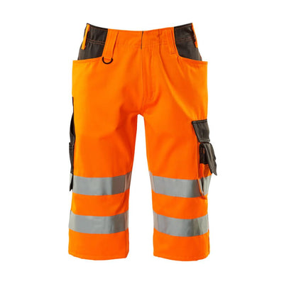 Mascot Luton 3-4-Length Hi-Vis Trousers 15549-860 Front #colour_hi-vis-orange-dark-anthracite-grey