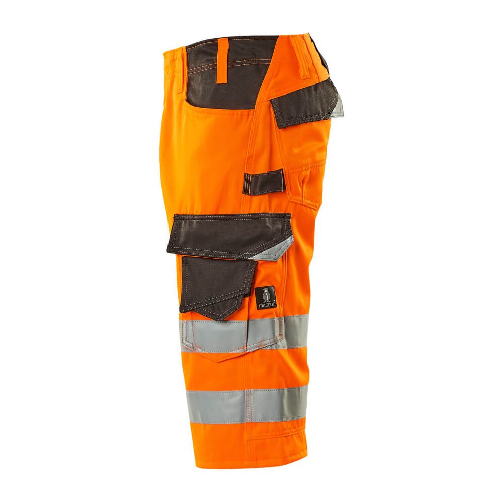 Mascot Luton 3-4-Length Hi-Vis Trousers 15549-860 Right #colour_hi-vis-orange-dark-anthracite-grey