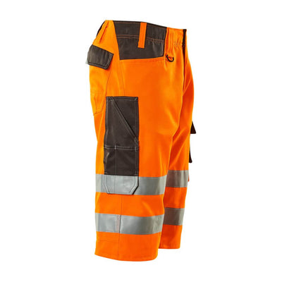 Mascot Luton 3-4-Length Hi-Vis Trousers 15549-860 Left #colour_hi-vis-orange-dark-anthracite-grey