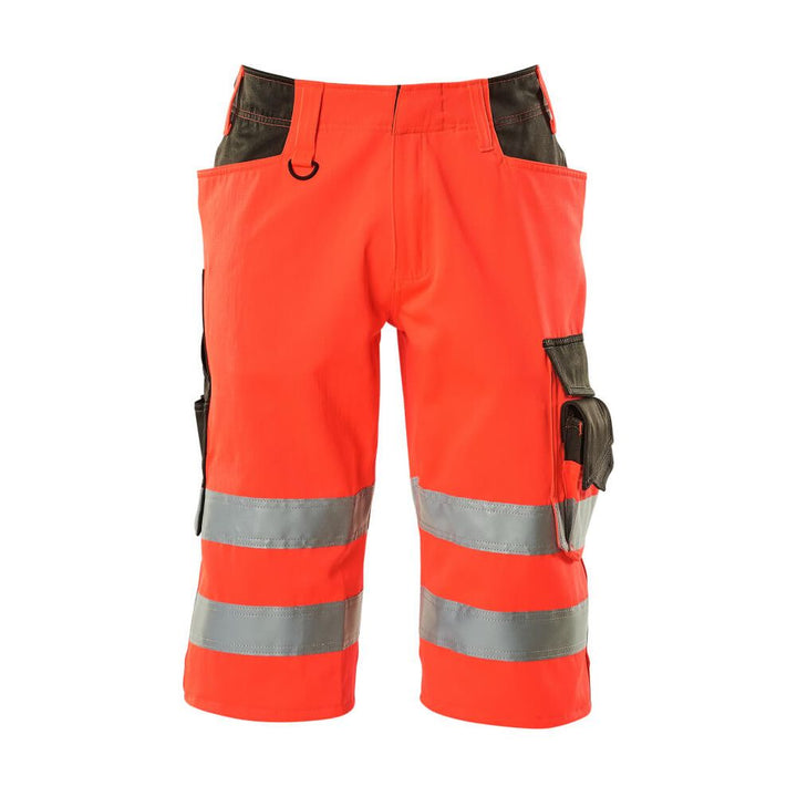 Mascot Luton 3-4-Length Hi-Vis Trousers 15549-860 Front #colour_hi-vis-red-dark-anthracite-grey