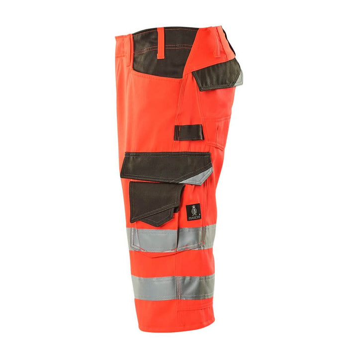 Mascot Luton 3-4-Length Hi-Vis Trousers 15549-860 Right #colour_hi-vis-red-dark-anthracite-grey