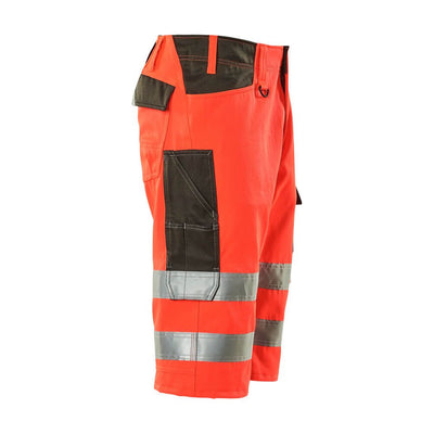 Mascot Luton 3-4-Length Hi-Vis Trousers 15549-860 Left #colour_hi-vis-red-dark-anthracite-grey