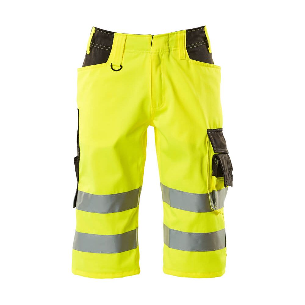 Mascot Luton 3-4-Length Hi-Vis Trousers 15549-860 Front #colour_hi-vis-yellow-dark-anthracite-grey
