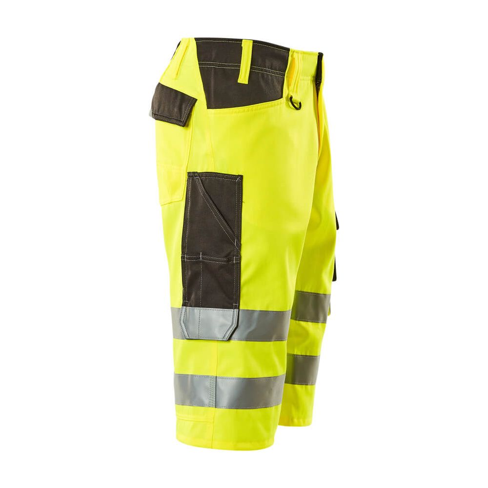Mascot Luton 3-4-Length Hi-Vis Trousers 15549-860 Left #colour_hi-vis-yellow-dark-anthracite-grey