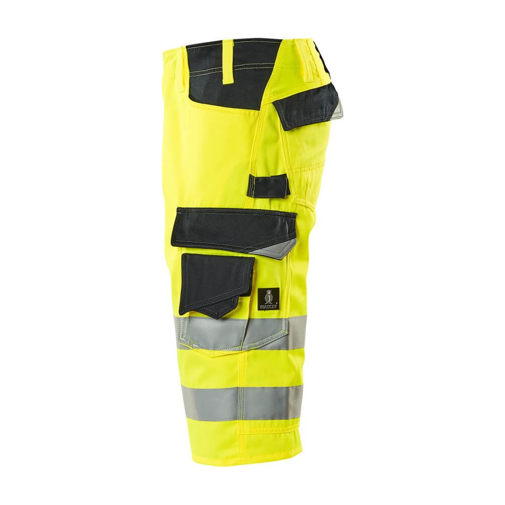 Mascot Luton 3-4-Length Hi-Vis Trousers 15549-860 Right #colour_hi-vis-yellow-dark-navy-blue