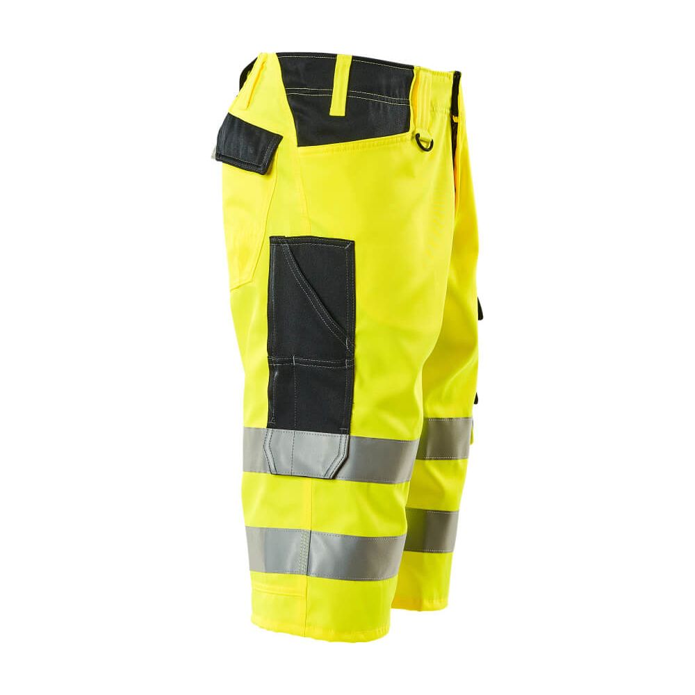 Mascot Luton 3-4-Length Hi-Vis Trousers 15549-860 Left #colour_hi-vis-yellow-dark-navy-blue