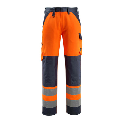 Mascot Maitland Hi-Vis Trousers 15979-948 Front #colour_hi-vis-orange-dark-navy-blue